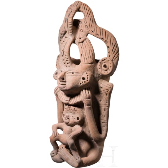 Gro&szlig;es, fig&uuml;rliches Opfergef&auml;&szlig;, Guatemala, wohl Maya, Postklassische Periode, 900 - 1200 n. Chr.