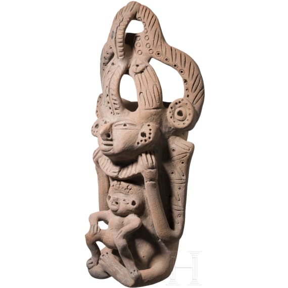 Gro&szlig;es, fig&uuml;rliches Opfergef&auml;&szlig;, Guatemala, wohl Maya, Postklassische Periode, 900 - 1200 n. Chr.