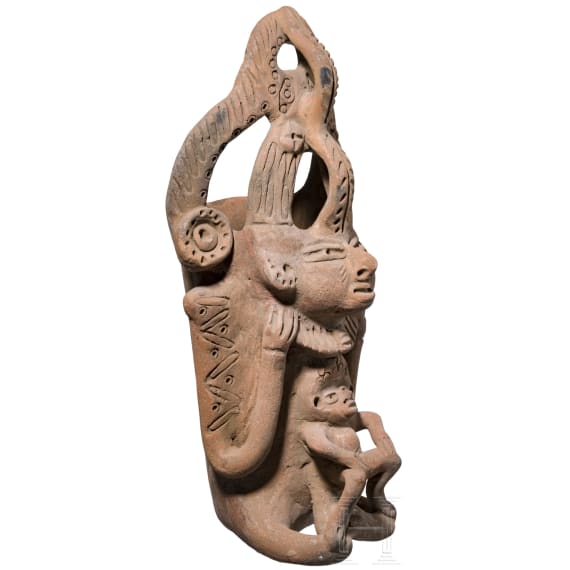 Gro&szlig;es, fig&uuml;rliches Opfergef&auml;&szlig;, Guatemala, wohl Maya, Postklassische Periode, 900 - 1200 n. Chr.