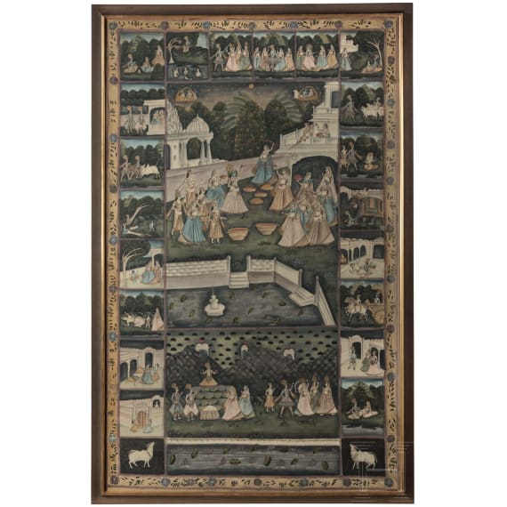 Gro&szlig;e Seidenmalerei, Indien, 1. H&auml;lfte 20. Jhdt.
