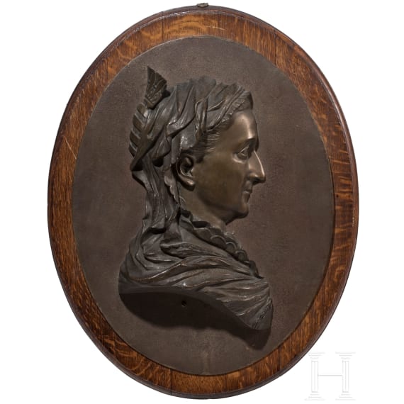 Bronzene Relieftafel mit Portr&auml;t der K&ouml;nigin Victoria, wohl England, 19. Jhdt.