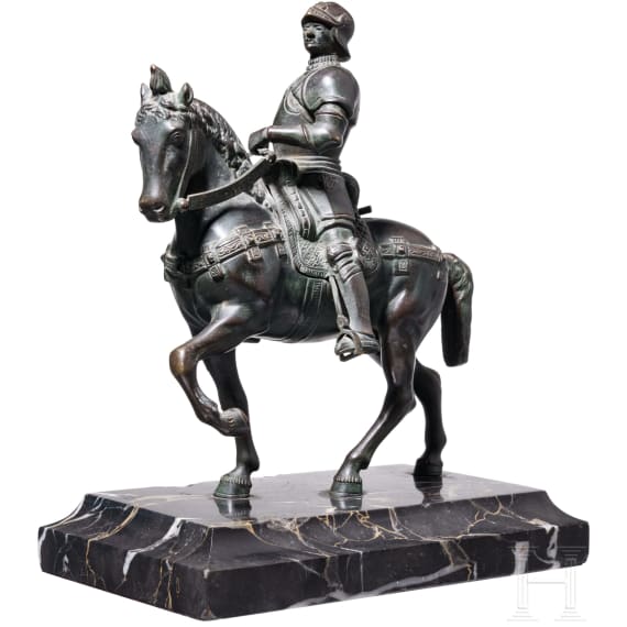 Bronzefigur des Condottiere Bartolomeo Colleoni, wohl deutsch oder Italien, um 1900