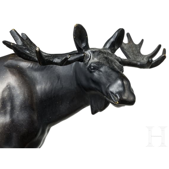 A bronze figure of a moose, probably by Hendrik Scholten, circa 1930