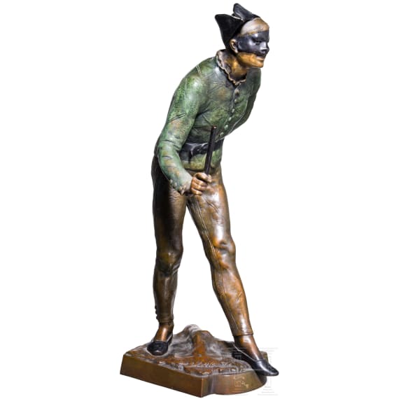 Eug&egrave;ne Marioton (1854 - 1933), Harlequin, a French FBL reproduction, 2nd half of the 20th century
