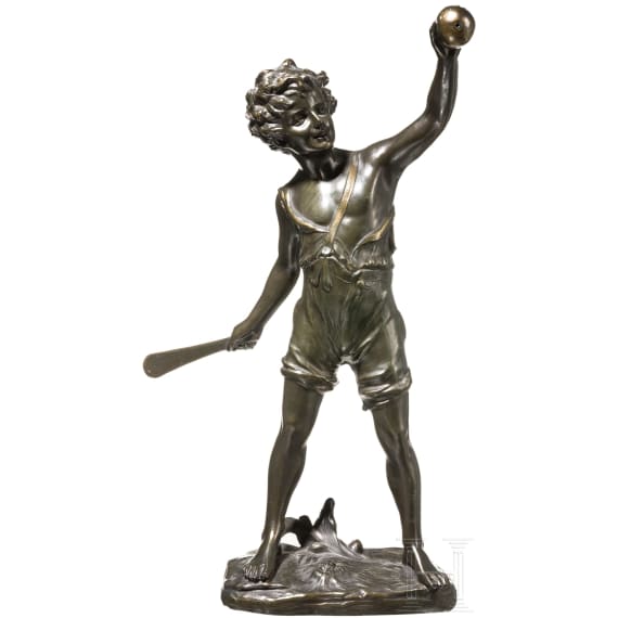 Franz Iffland (1862 - 1935) - a figure of a boy playing cricket