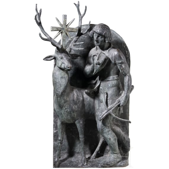 Balthasar Schmitt (1858&ndash;1942), St. Hubertus in bronze, German, 1st half of the 20th century