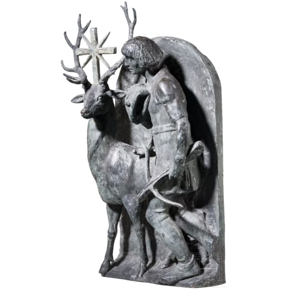 Balthasar Schmitt (1858&ndash;1942), St. Hubertus in bronze, German, 1st half of the 20th century