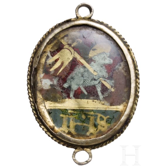 Eglomis&eacute;e-Rosenkranzanh&auml;nger, deutsch, um 1600