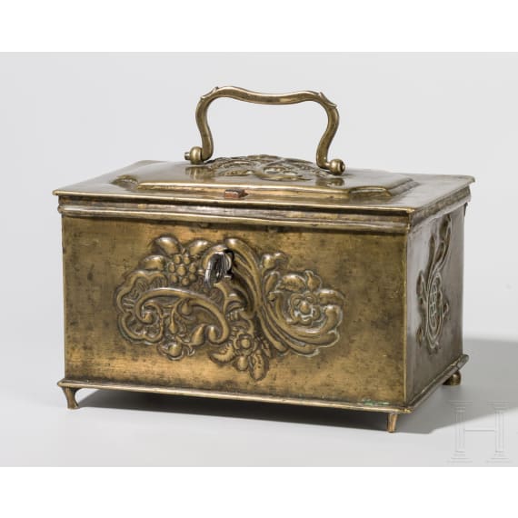 Schatulle aus Messing, deutsch, um 1750