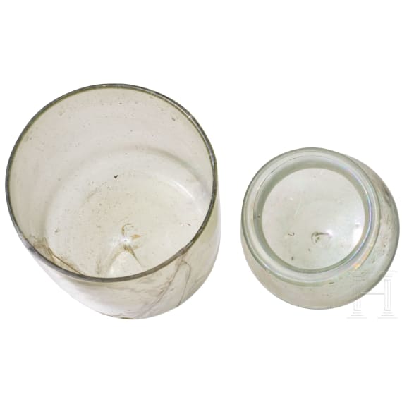 Zwei Glasbecher, wohl sp&auml;tr&ouml;misch/um 1600