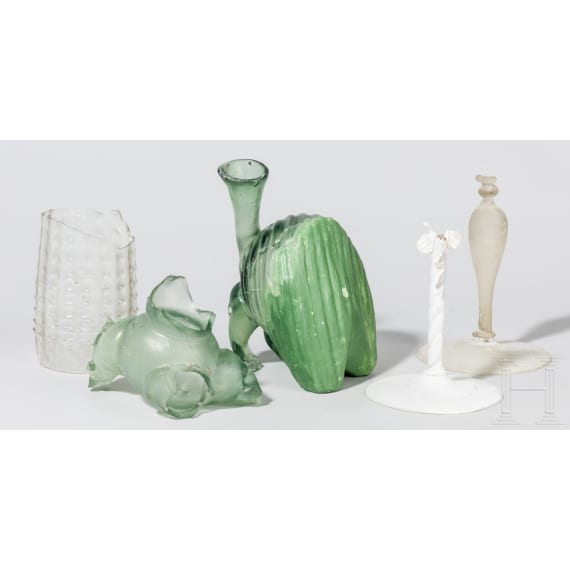 F&uuml;nf Glasfragmente, deutsch oder Niederlande, 17./18. Jhdt.