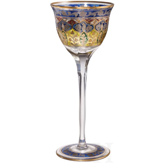 St&auml;ngelglas mit Jodhpur-Dekor, Schreiberhau, Josephinenh&uuml;tte (Entwurf), Petersdorf, Fritz Heckert, um 1925 (Ausf&uuml;hrung)