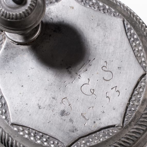 Walzenkrug mit Zinndeckel, Erfurt, 18. Jhdt.