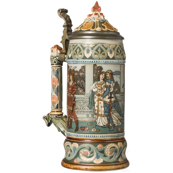 A Mettlach Stein "Wedding of the swan knight", ca. 1910