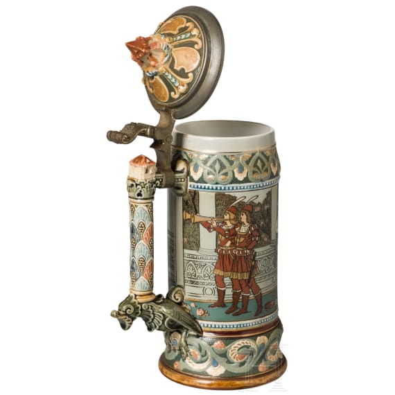 A Mettlach Stein "Wedding of the swan knight", ca. 1910