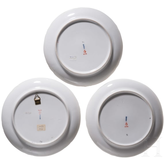 Three porcelain plates with fruits, KPM, circa 1890