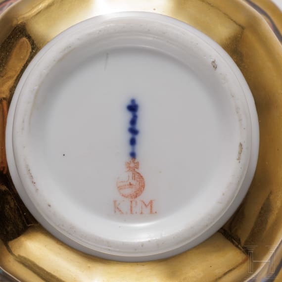 A faceted cup with saucer, KPM, Berlin, 1st half of the 19th century