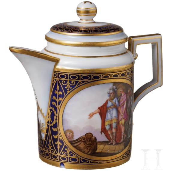 A finely painted porcelain creamer, Berlin, KPM, circa 1800