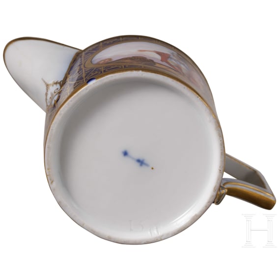 A finely painted porcelain creamer, Berlin, KPM, circa 1800