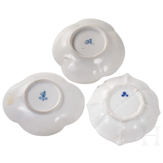 Three porcelain cups with saucers, Dresden, Helena Wolfsohn, late 19th century