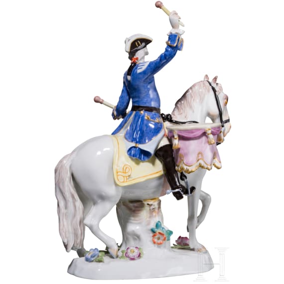 A drummer on horseback, Johann Joachim Kaendler, circa 1755 (design), Meissen, 20th century (finish)