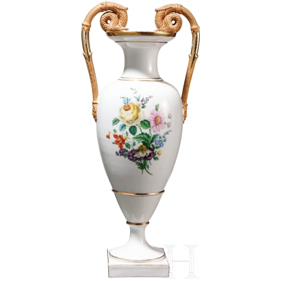 A porcelain vase with flowers, Meissen, 20th century