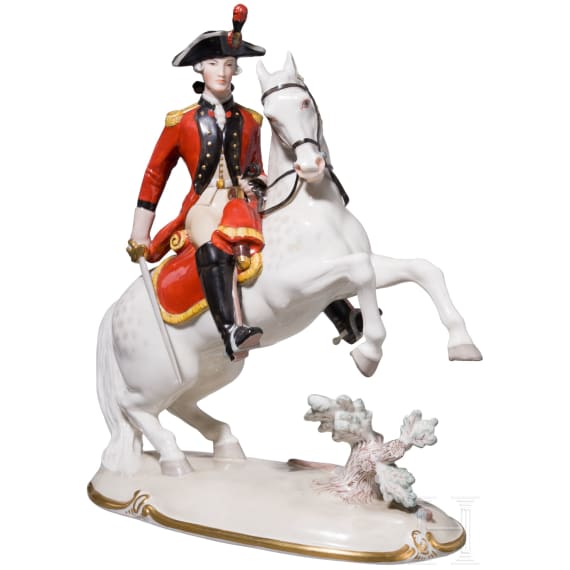 A porcelain soldier figure "Bernischer Dragoner-Offizier 1775" (Bern dragoon officer), Nymphenburg, 20th century
