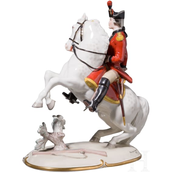 A porcelain soldier figure "Bernischer Dragoner-Offizier 1775" (Bern dragoon officer), Nymphenburg, 20th century