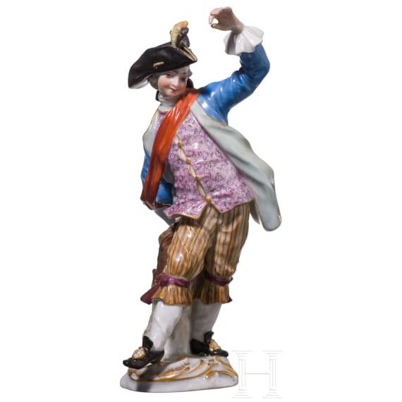 A porcelain figure of a dancing cavalier, Meissen, circa 1890