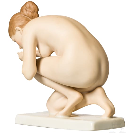 A porcelain figure "drinking nude", Ernst Weck, 1924 (design), Rosenthal, 1940s (finish)
