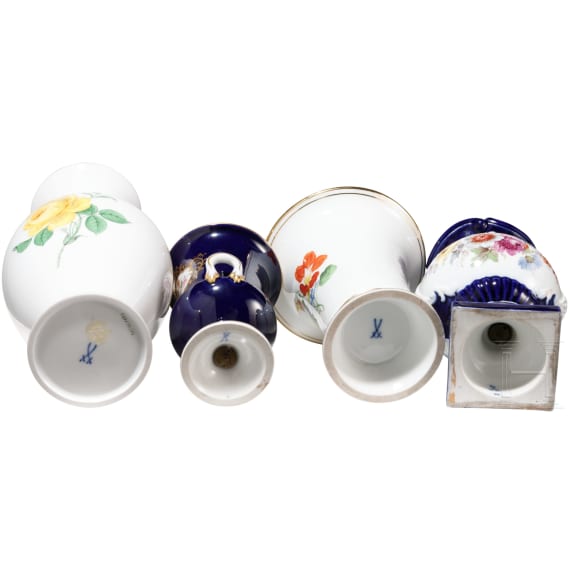 Four porcelain vases, Meissen, circa 1910 (one)/mid-20th century