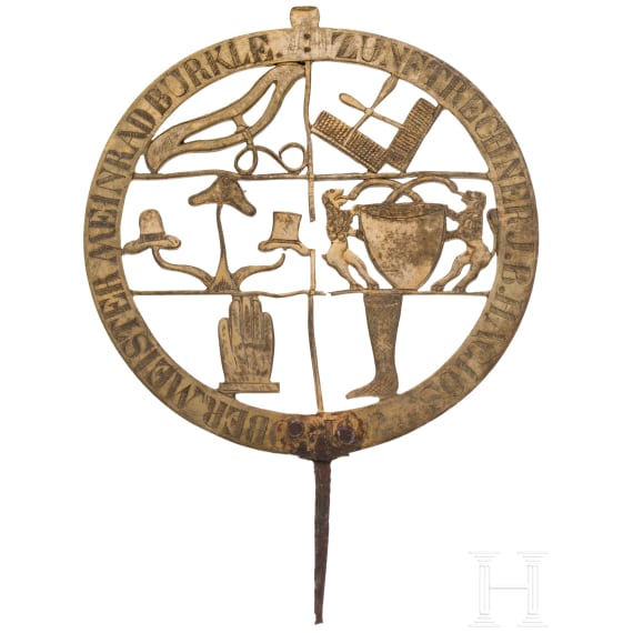 A guild emblem for a processional pole, German, 19th century