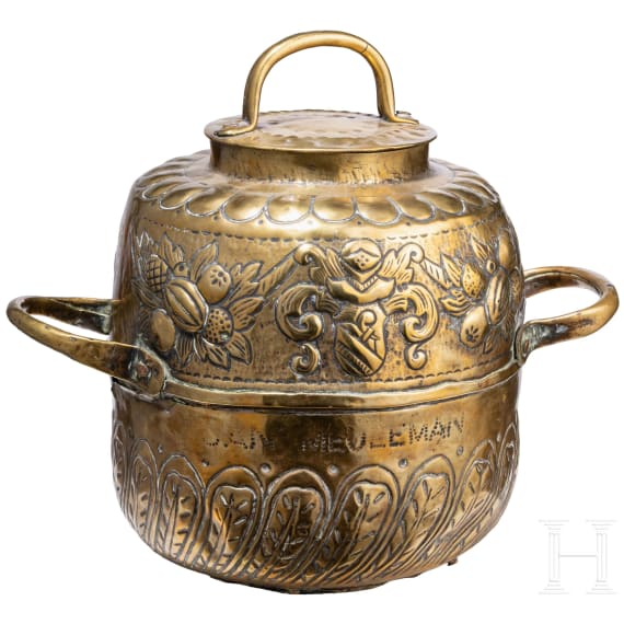 A Dutch fire pot, dated 1740