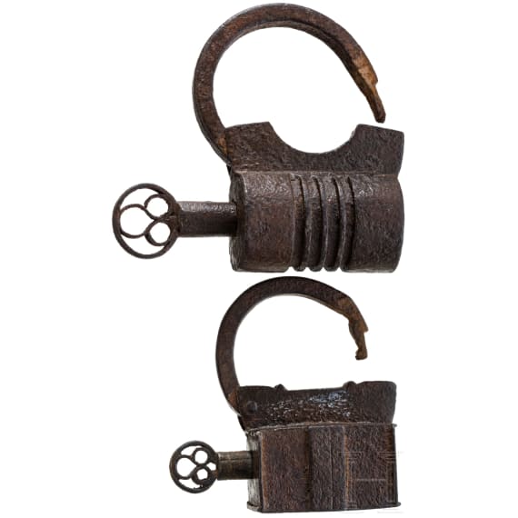 Two iron padlocks, India, 19th century