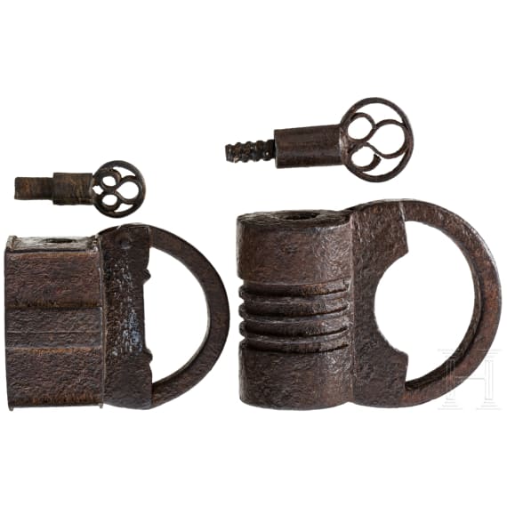 Two iron padlocks, India, 19th century