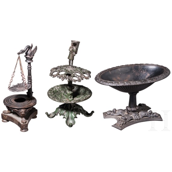 Three desk accessories, probably Berlin iron ("Fer de Berlin"), Prussia, 19th century