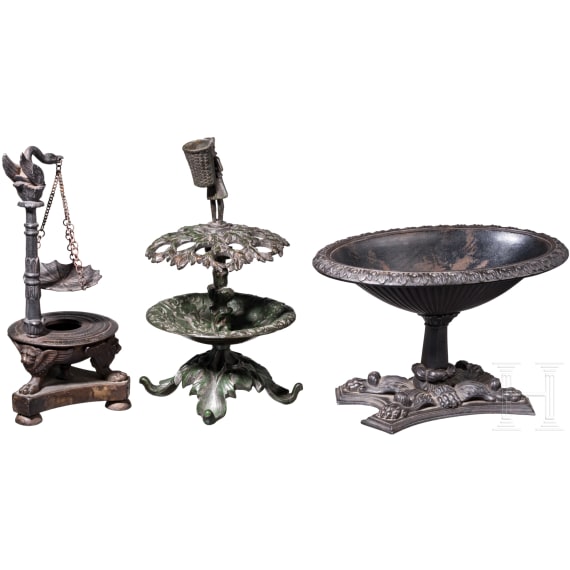 Three desk accessories, probably Berlin iron ("Fer de Berlin"), Prussia, 19th century