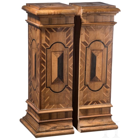 A pair of South German wooden pedestals, circa 1720