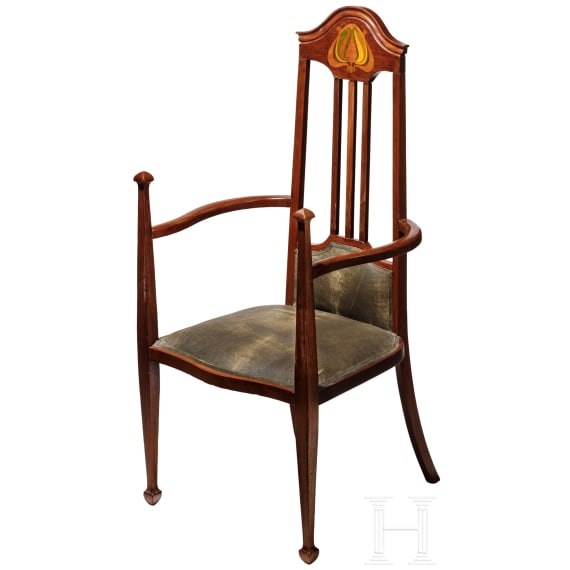 A German art nouveau high-backed chair, early 20th century