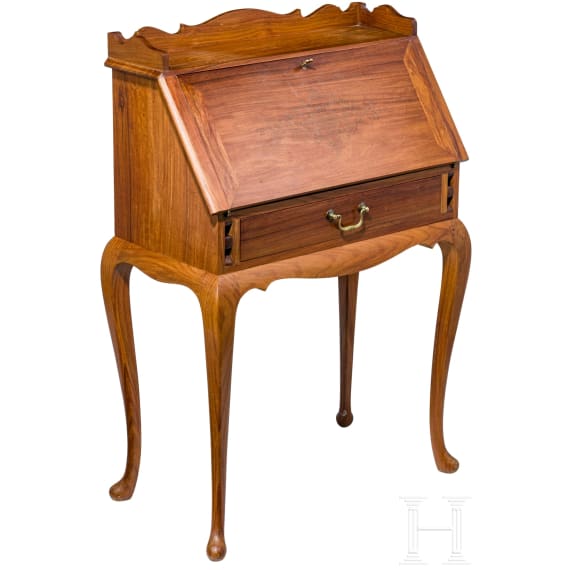 An elegant Pakistani secretary desk with ottoman, M. Hayat & Bros., 20th century