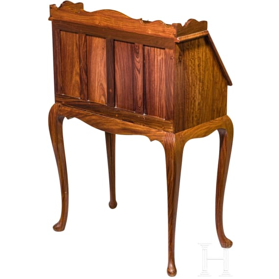 An elegant Pakistani secretary desk with ottoman, M. Hayat & Bros., 20th century