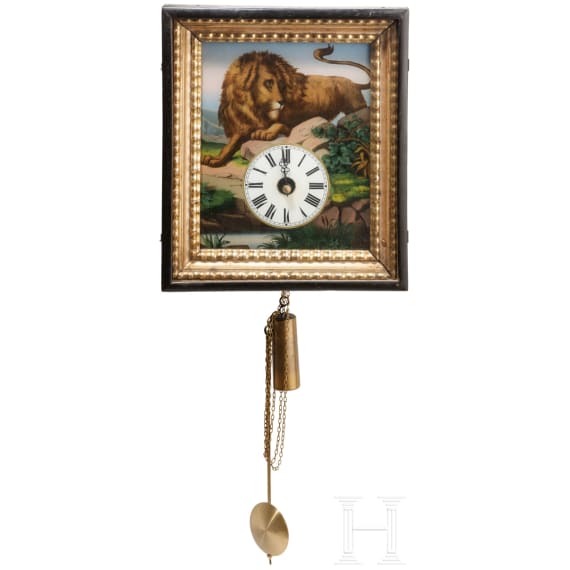 A German (Black Forest) clock painting with eye turner, circa 1900