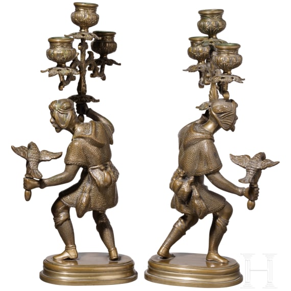 Two falconers as candlesticks, Vienna, circa 1900