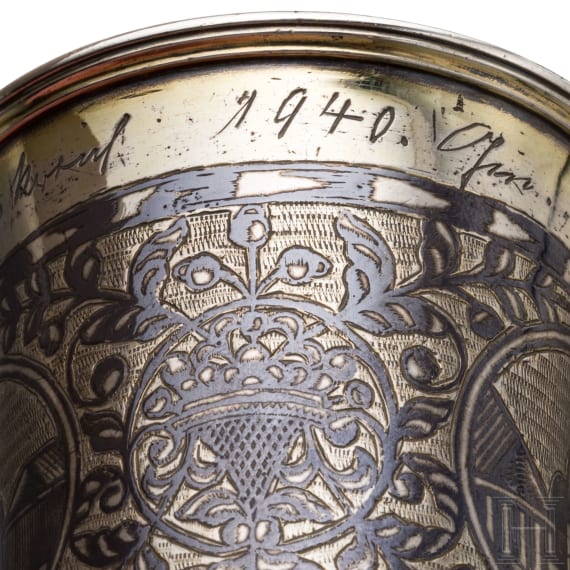 A nielloed silver beaker, Ukraine, dated 1837
