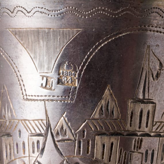 Four Russian silver beakers, Moscow, 1882/1884 (two), Kiev, 1908 - 1917 (two)