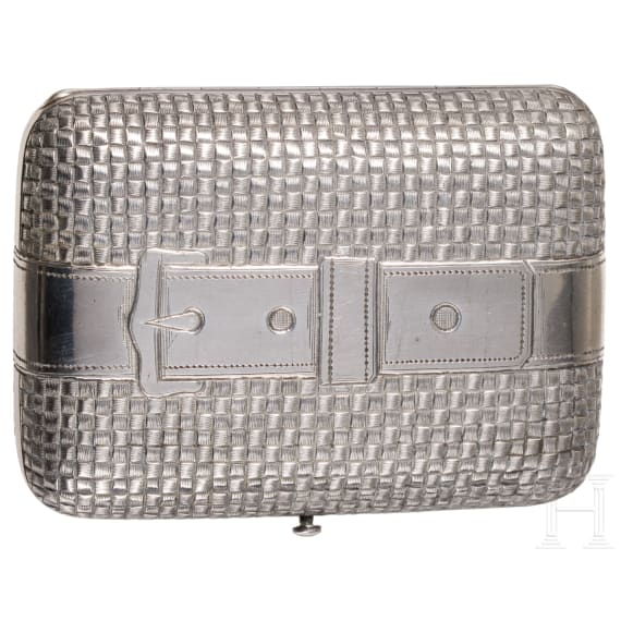 A Russian silver trompe l'oeil purse with niello inscription "SOUVENIR", Moscow, Ivan Prudnikov, circa 1880