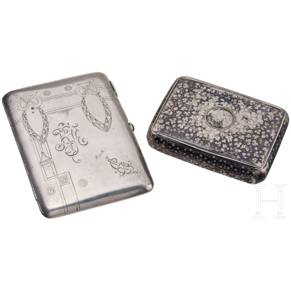Two Russian silver cigarette cases, late 19th century/1908-17