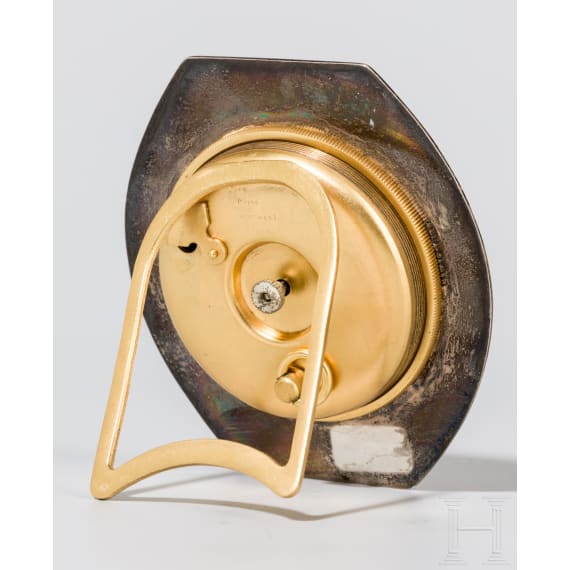 A silver and guilloch&eacute; enamel table clock, Arthur Barnett & Co. Ltd., 1926