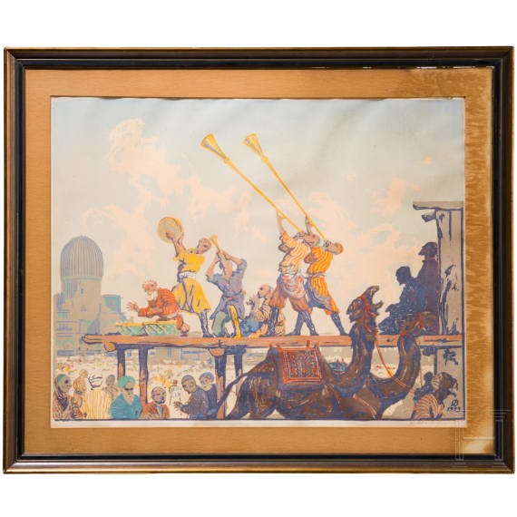 Vadim Dmitrievitch Falileieff (1879 - 1950), Oriental Scene with Fanfares, Russian, dated 1933