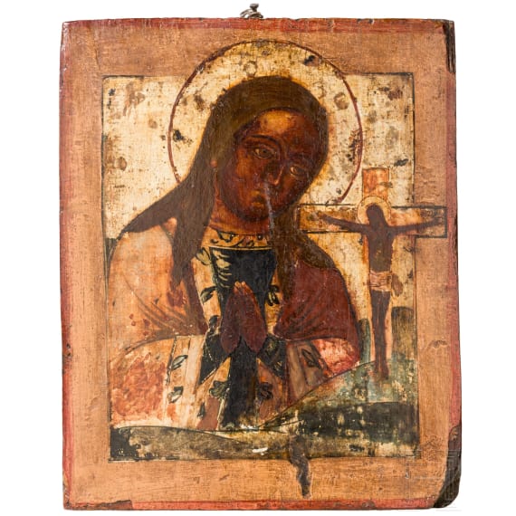A Russian icon showing the Achtyrskaya Mother of God, Russia,circa 1800